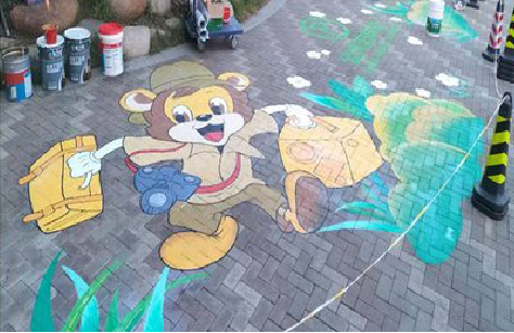 盈江夏季画地面彩绘会遇到的问题